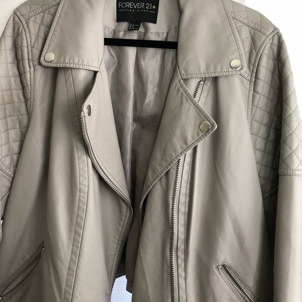 Grey biker jacket from Forever 21 plus